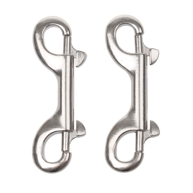 Timsec Double Ended Bolt Snap Hooks, 3-1/2 Inch Marine Grade Double End Scuba Diving Clips, 316 Stainless Steel Trigger Chain Clip, for Water Bucket Pet Feed Bucket Agricultural Equine Dog Leash, 2Packs - Image 1